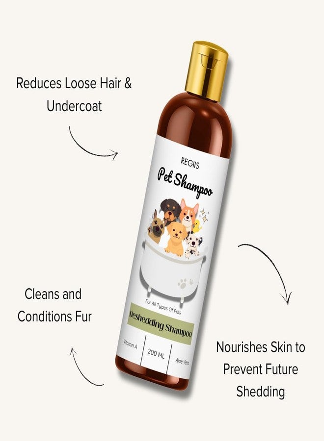 مجموعة شامبو ريجيس للحيوانات الأليفة مع فرشاة تنظيف، غسول فاخر شامل، تركيبة لإزالة الشعر الزائد ومكافحة القراد والبراغيث، 200 مل، عبوة من 4 قطع - Image 3